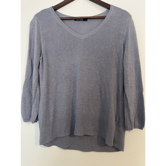 Nic + Zoe Linen Bl Sweater Women’s L‎ Large Lavendar Purple Knit V Neck Pullover - Picture 1 of 7